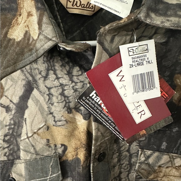 Walls Shirt Mens 2XL Green Camouflage Long Sleeve Button Up Polyester Hunting - Picture 2 of 4